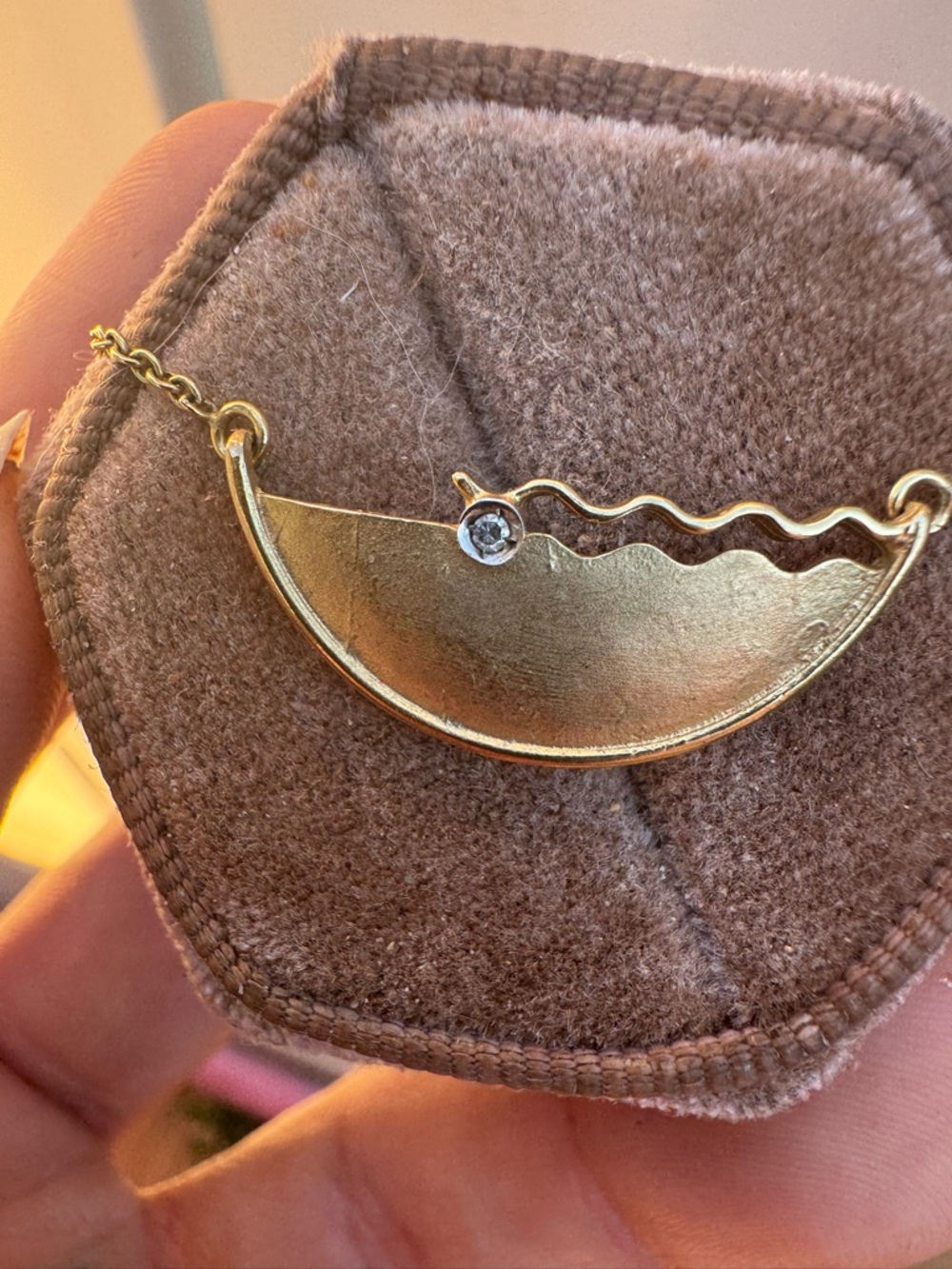 Antique solid 10k gold genuine diamond art deco necklace - Picture 6 of 13